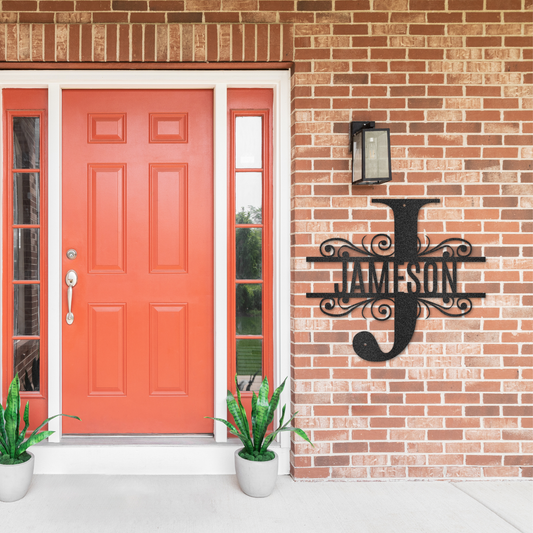 Personalized Split Monogram Metal Wall Sign