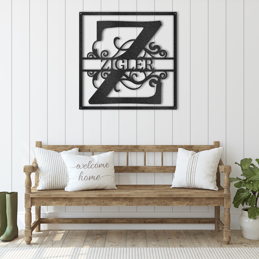 Split Square Monogram - Steel Sign