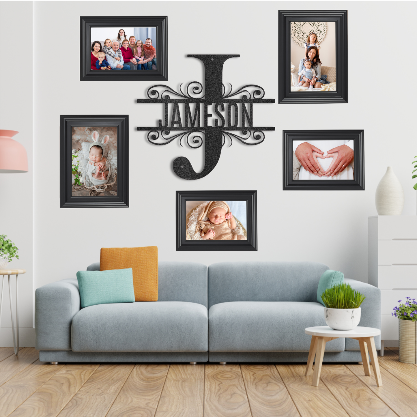 Personalized Split Monogram Metal Wall Sign