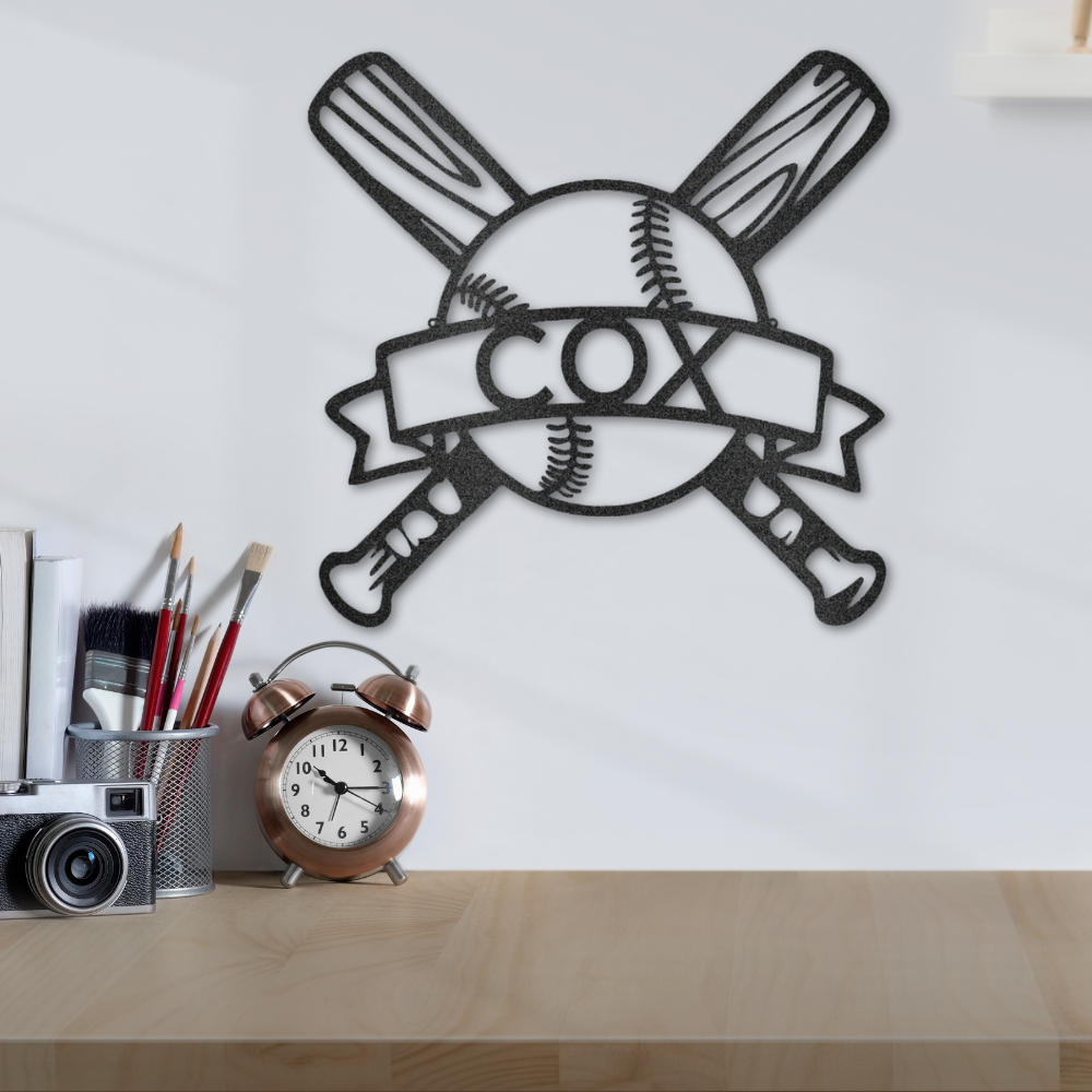 Baseball Monogram - Metal Sign