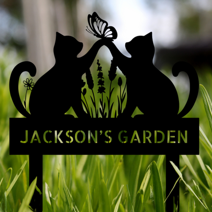 Personalized Cat Garden Metal Sign