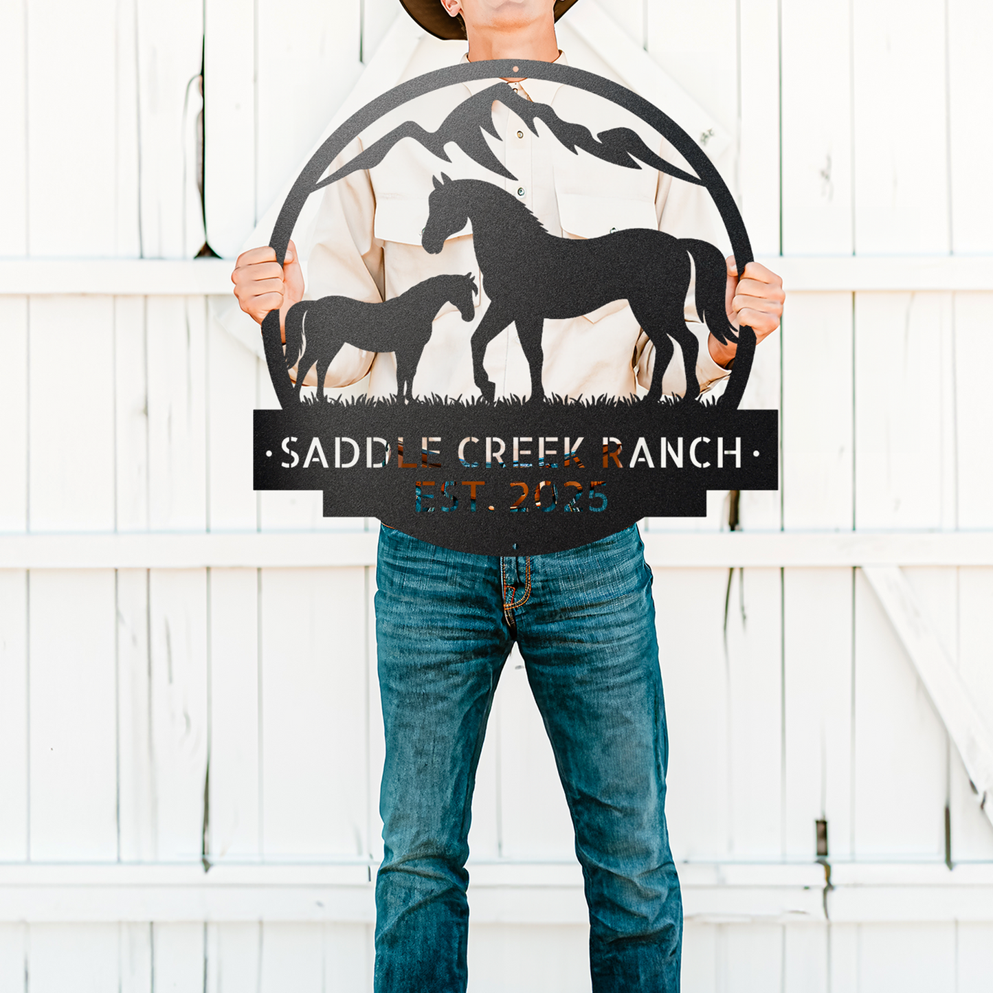 Custom Horse Farm Steel Sign