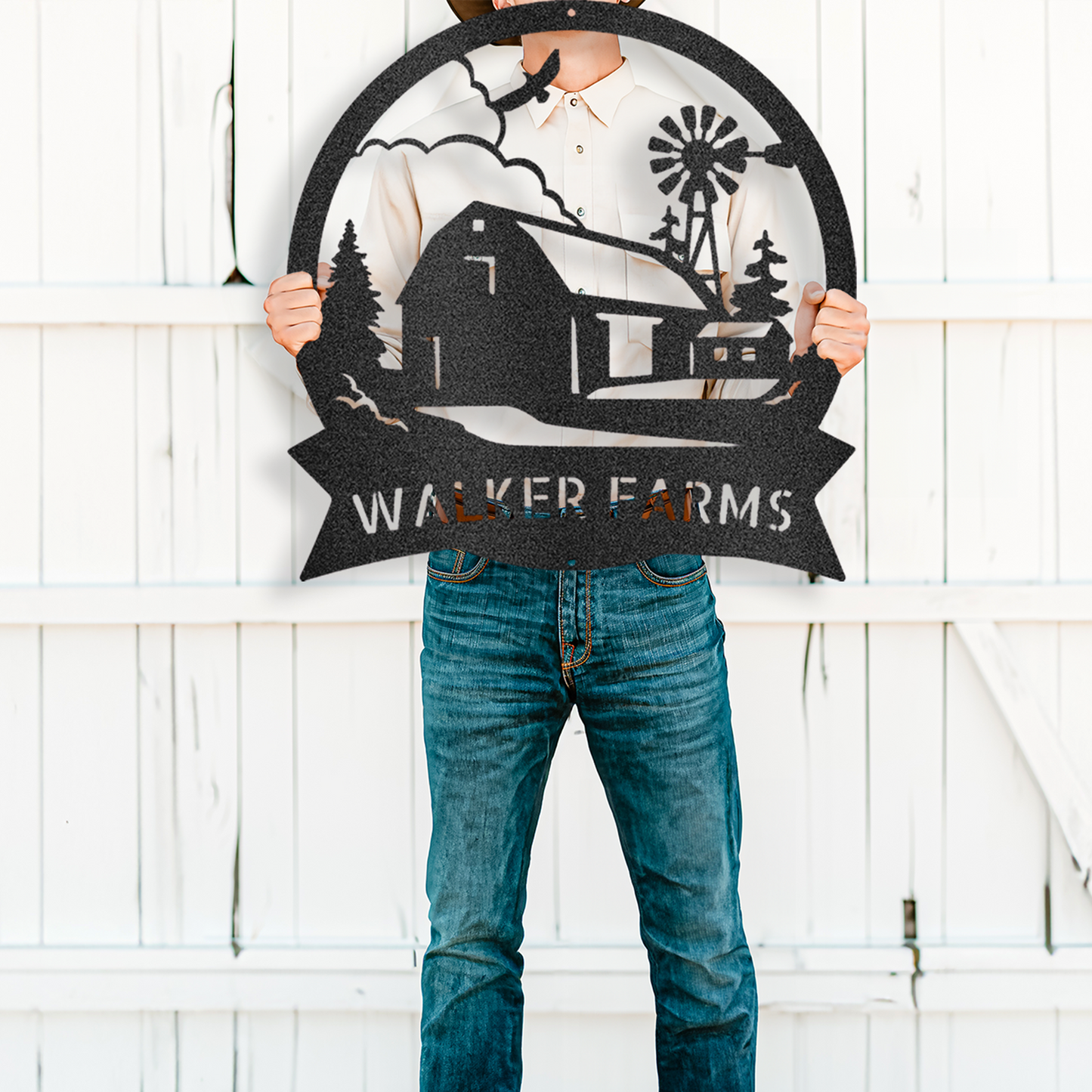 Barn House Monogram - Steel Sign