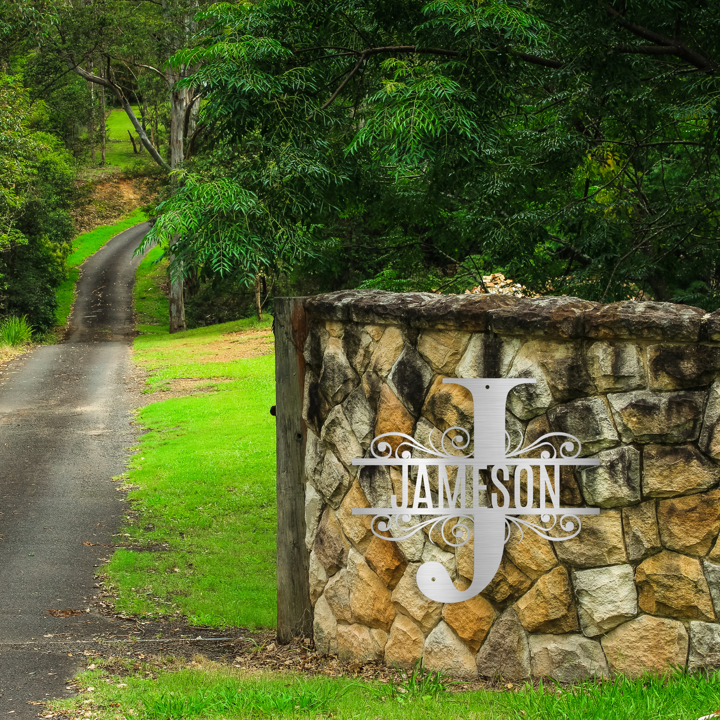 Personalized Split Monogram Metal Wall Sign