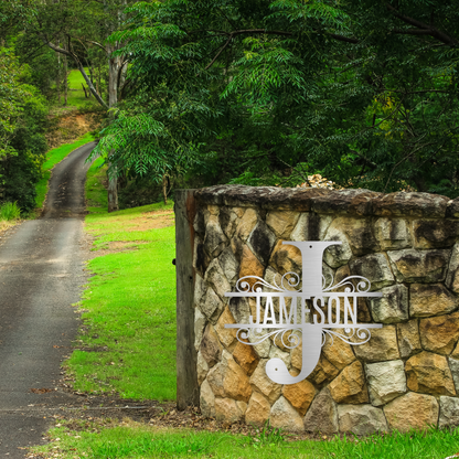 Personalized Split Monogram Metal Wall Sign