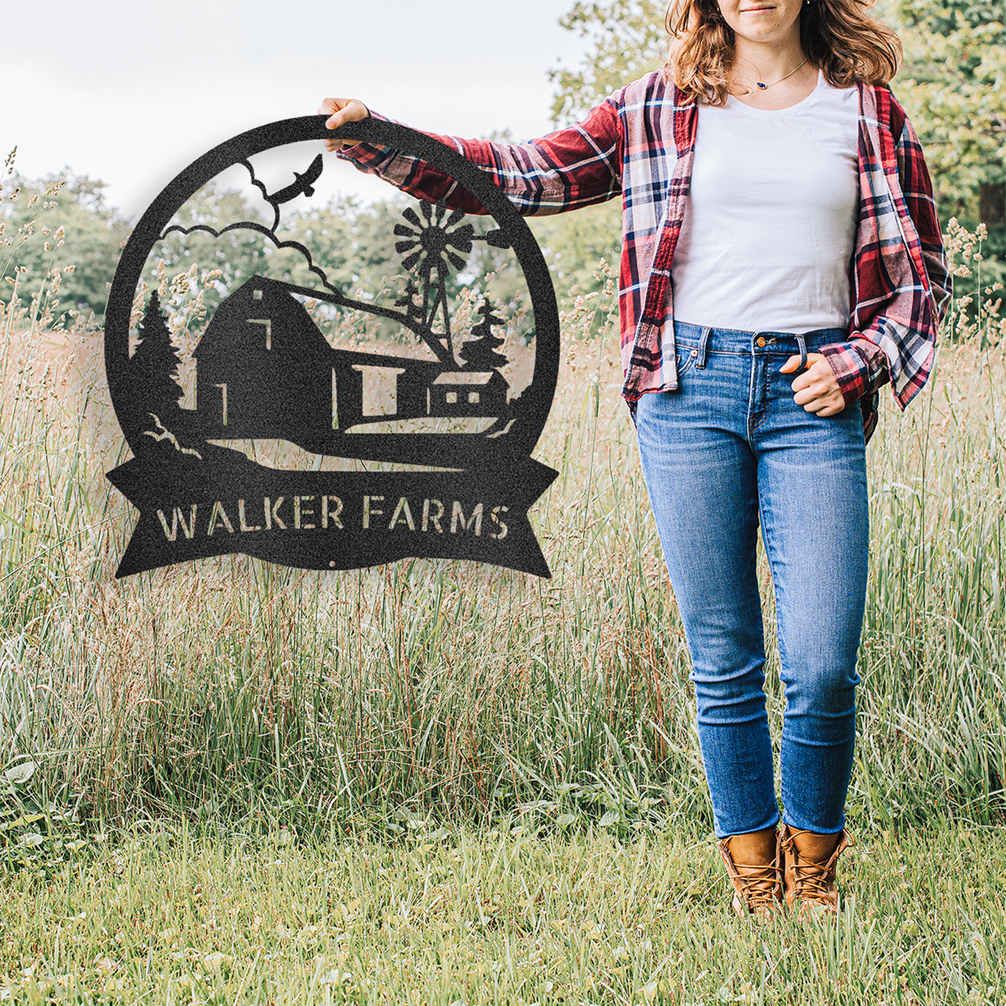 Barn House Monogram - Steel Sign