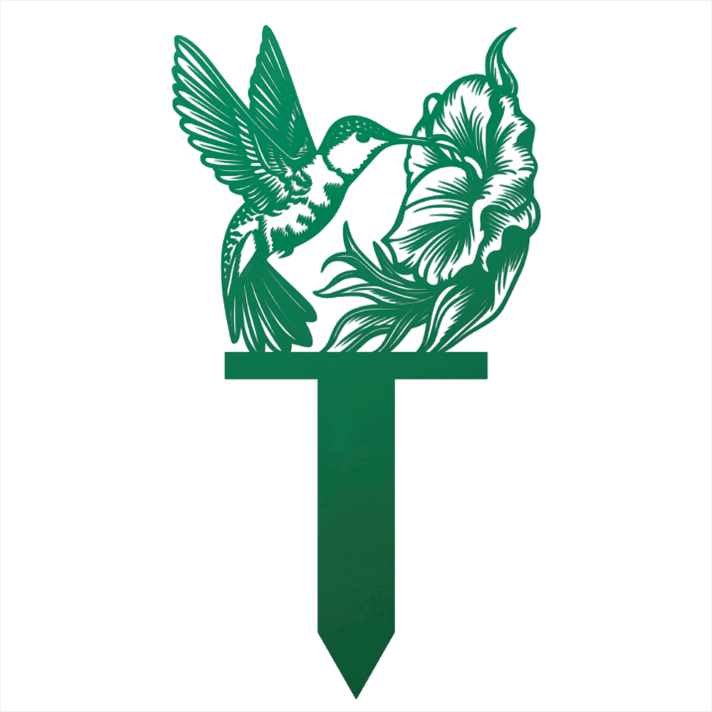 Hummingbird Metal Garden Sign