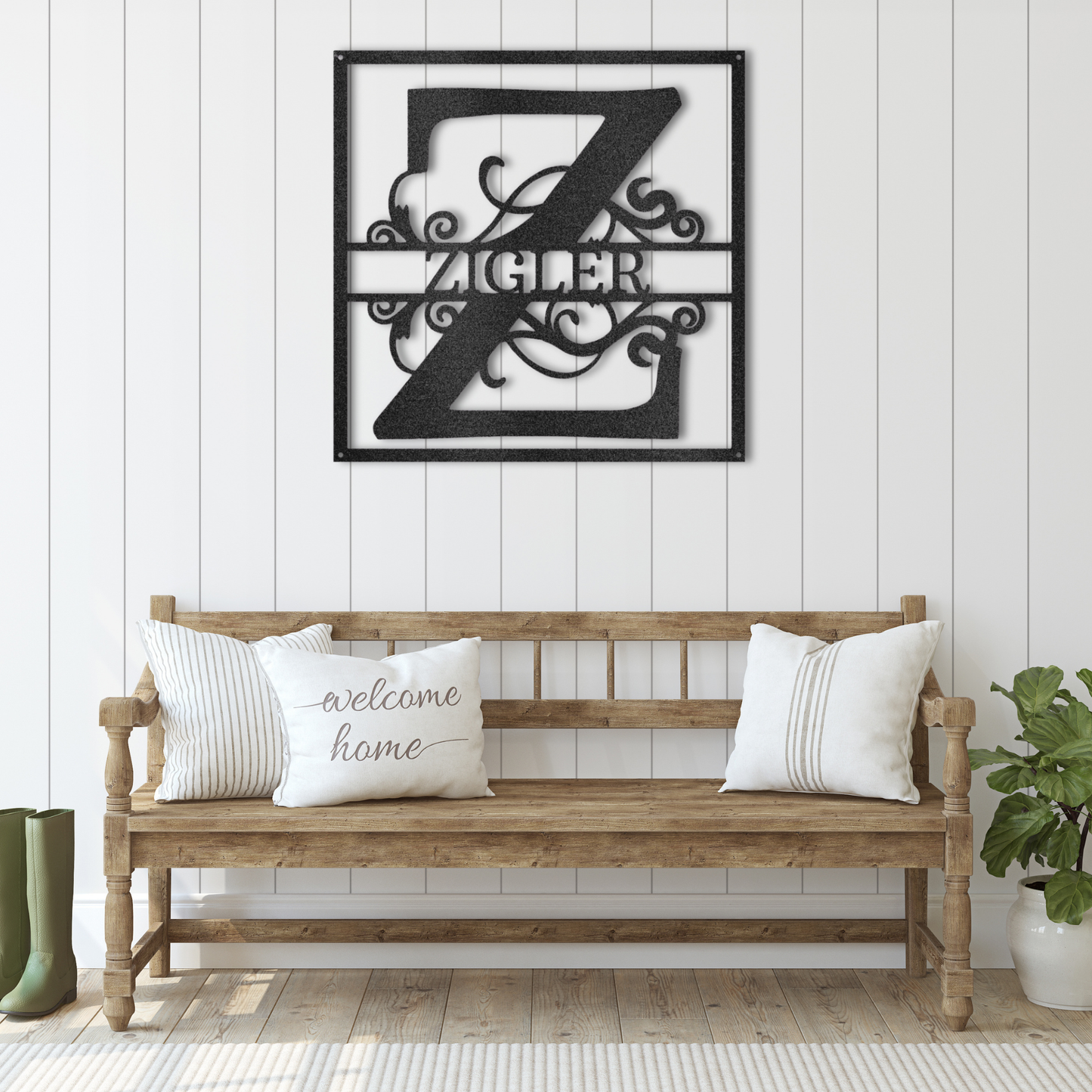 Split Square Monogram - Steel Sign