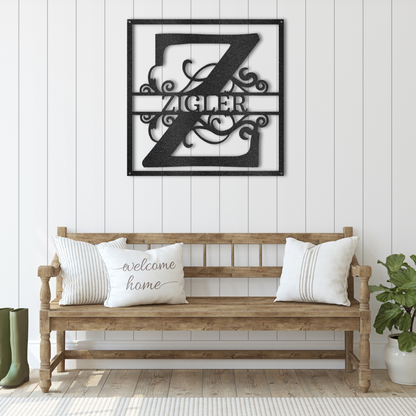 Split Square Monogram - Steel Sign