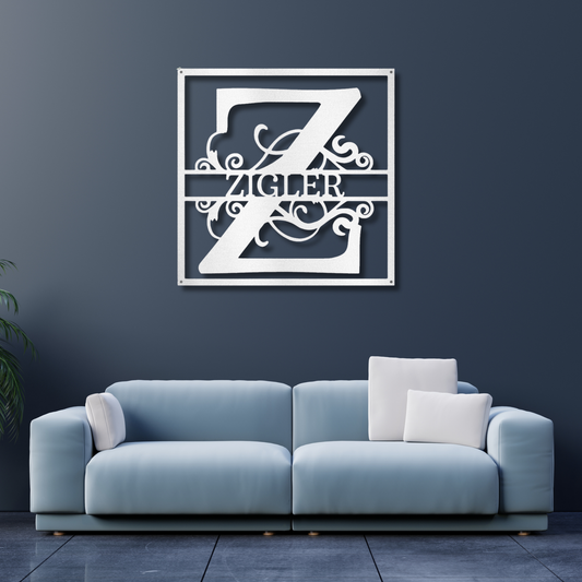Split Square Monogram - Steel Sign