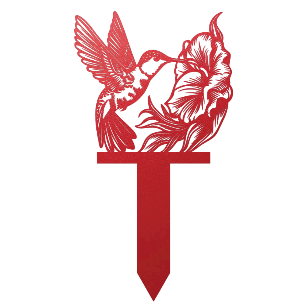 Hummingbird Metal Garden Sign