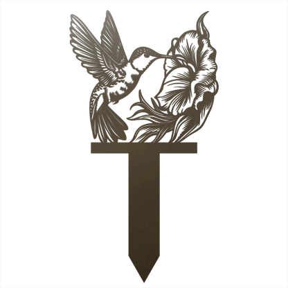 Hummingbird Metal Garden Sign