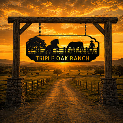 Personalized Ranch Name Metal Sign – Cowboy Western Steel Wall Art