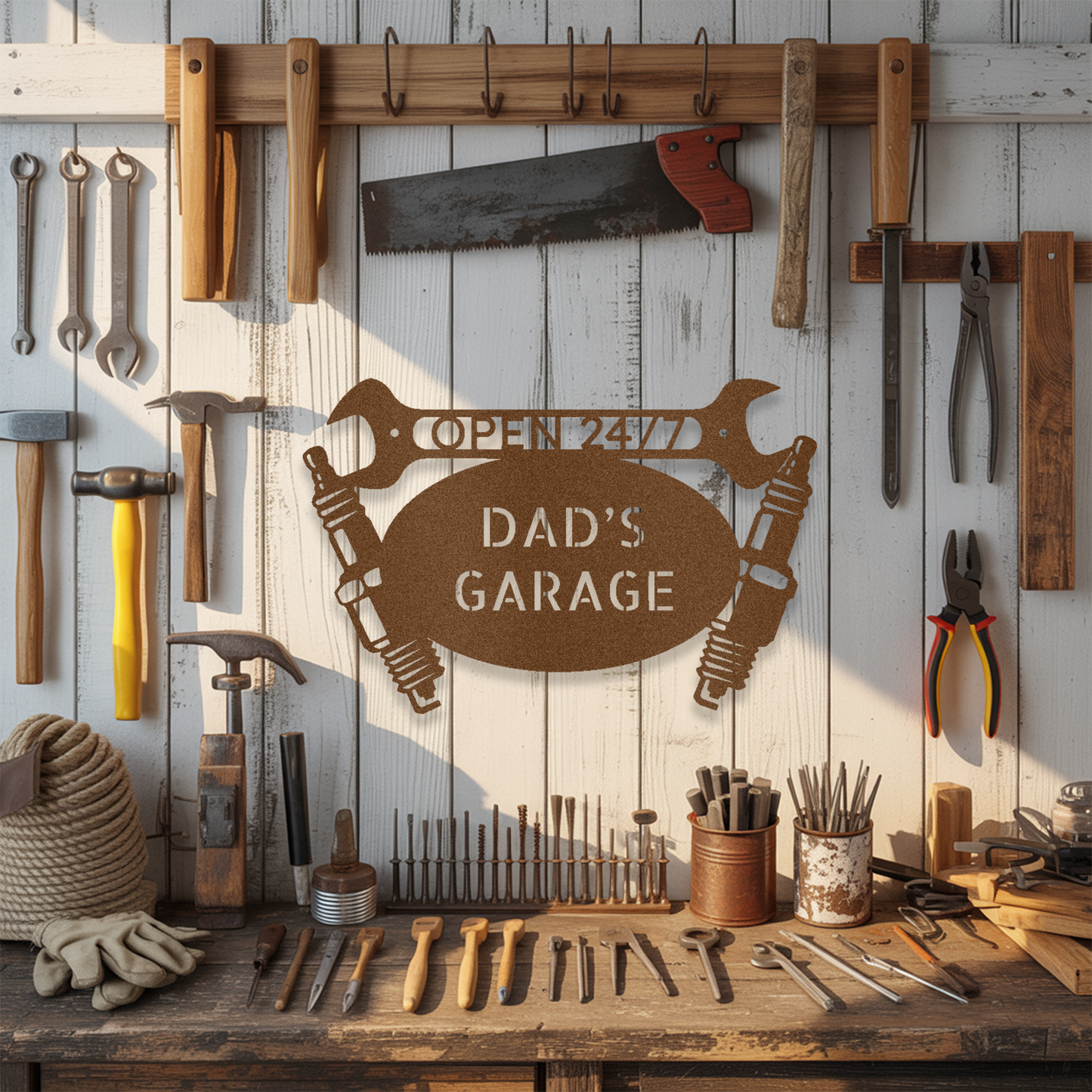 Car Garage Monogram - Steel Sign
