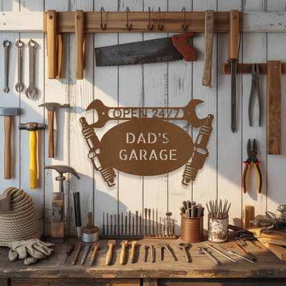 Car Garage Monogram - Steel Sign
