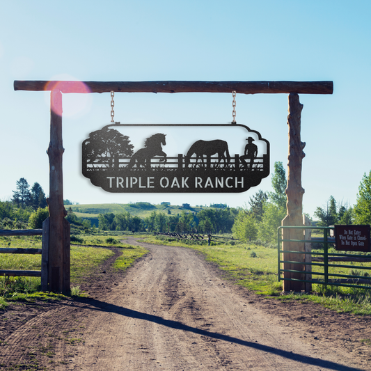 Personalized Ranch Name Metal Sign – Cowboy Western Steel Wall Art