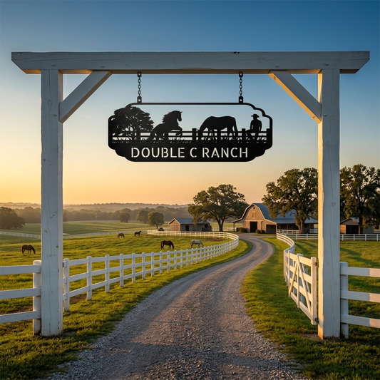 Cowboy Ranch Name Steel Sign