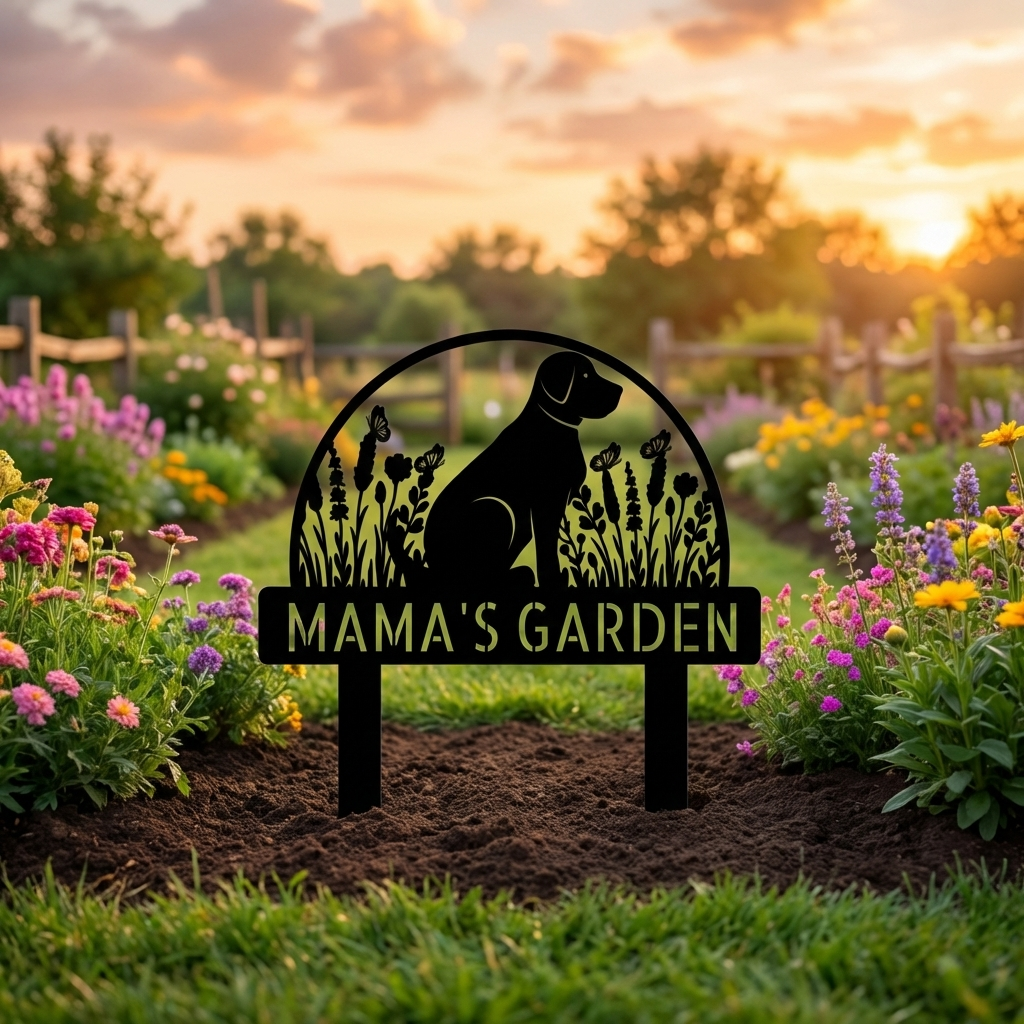 Personalized Dog Garden Stake – Custom Metal Yard Decor for Dog Lovers