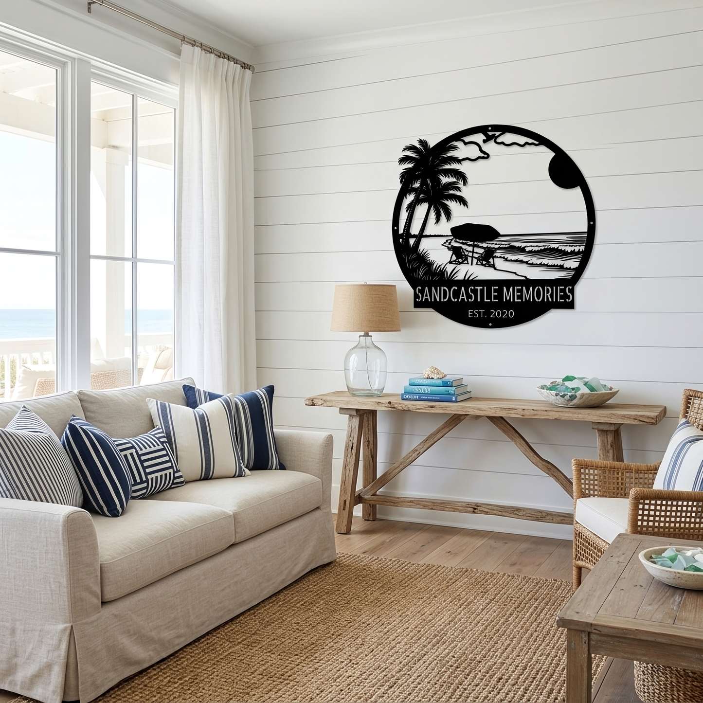 Personalized Beach Sunset Metal Sign – Coastal Wall Art