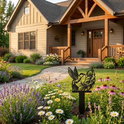 Hummingbird Metal Garden Sign