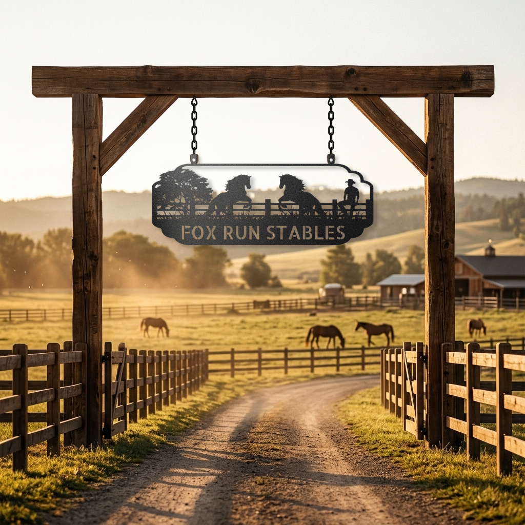 Horses & Cowboy Steel Sign