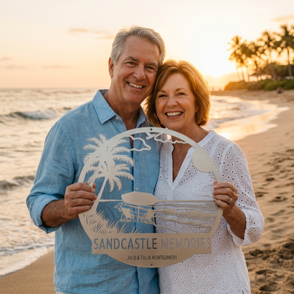 Personalized Beach Sunset Metal Sign – Coastal Wall Art