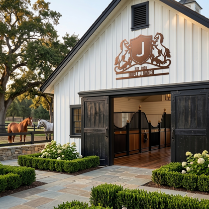 Horse Crest Monogram Steel Sign