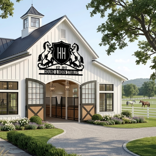 Horse Crest Monogram Steel Sign