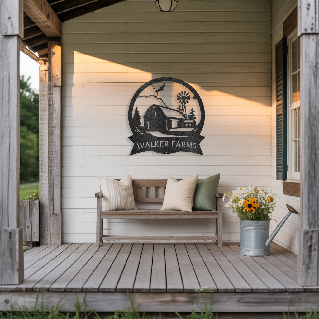 Barn House Monogram - Steel Sign