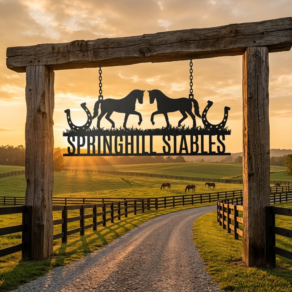 Personalized Horse Ranch Entrance Sign