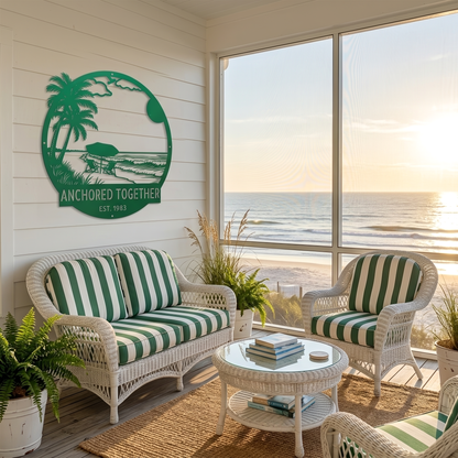 Personalized Beach Sunset Metal Sign – Coastal Wall Art
