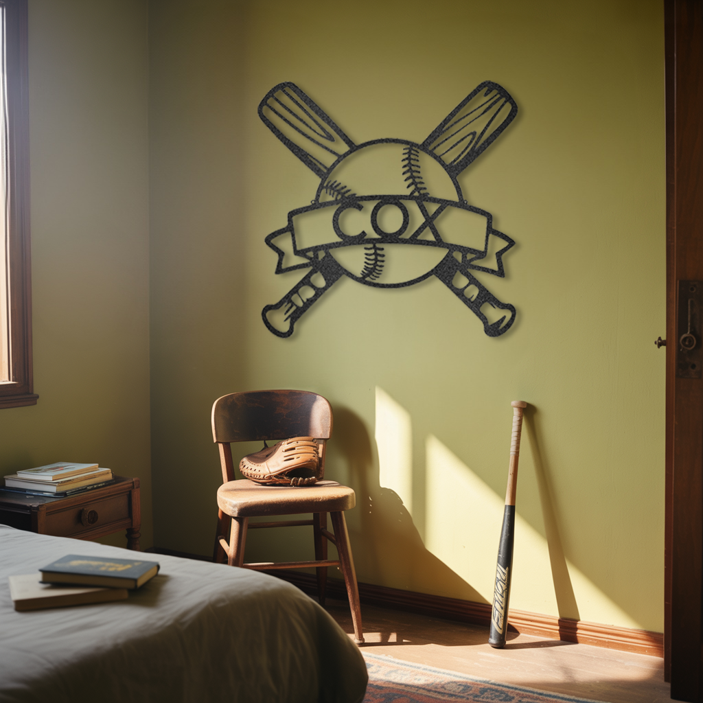 Baseball Monogram - Metal Sign