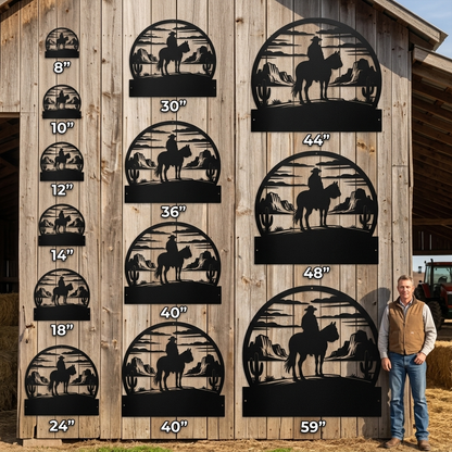 Horses & Cowboy Steel Sign