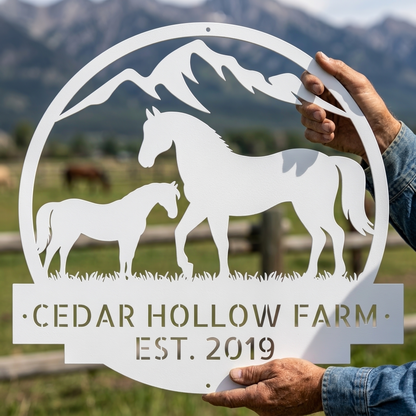 Custom Horse Farm Steel Sign