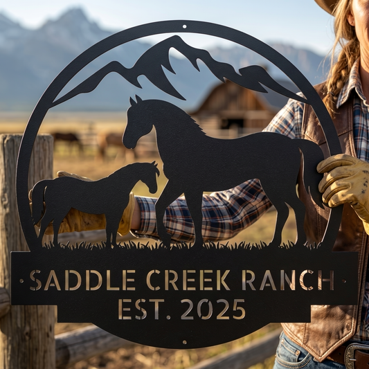 Custom Horse Farm Steel Sign