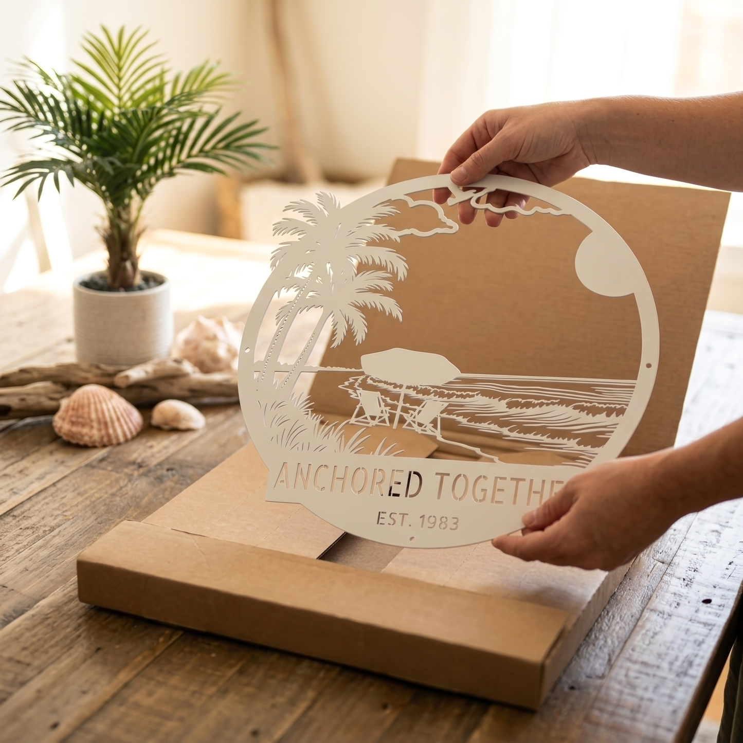 Personalized Beach Sunset Metal Sign – Coastal Wall Art