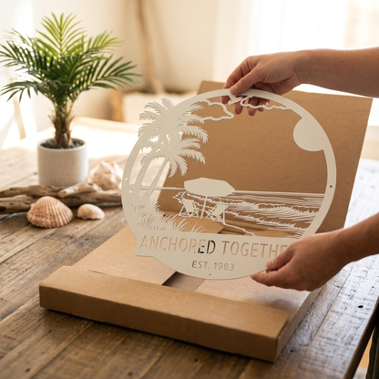 Personalized Beach Sunset Metal Sign – Coastal Wall Art