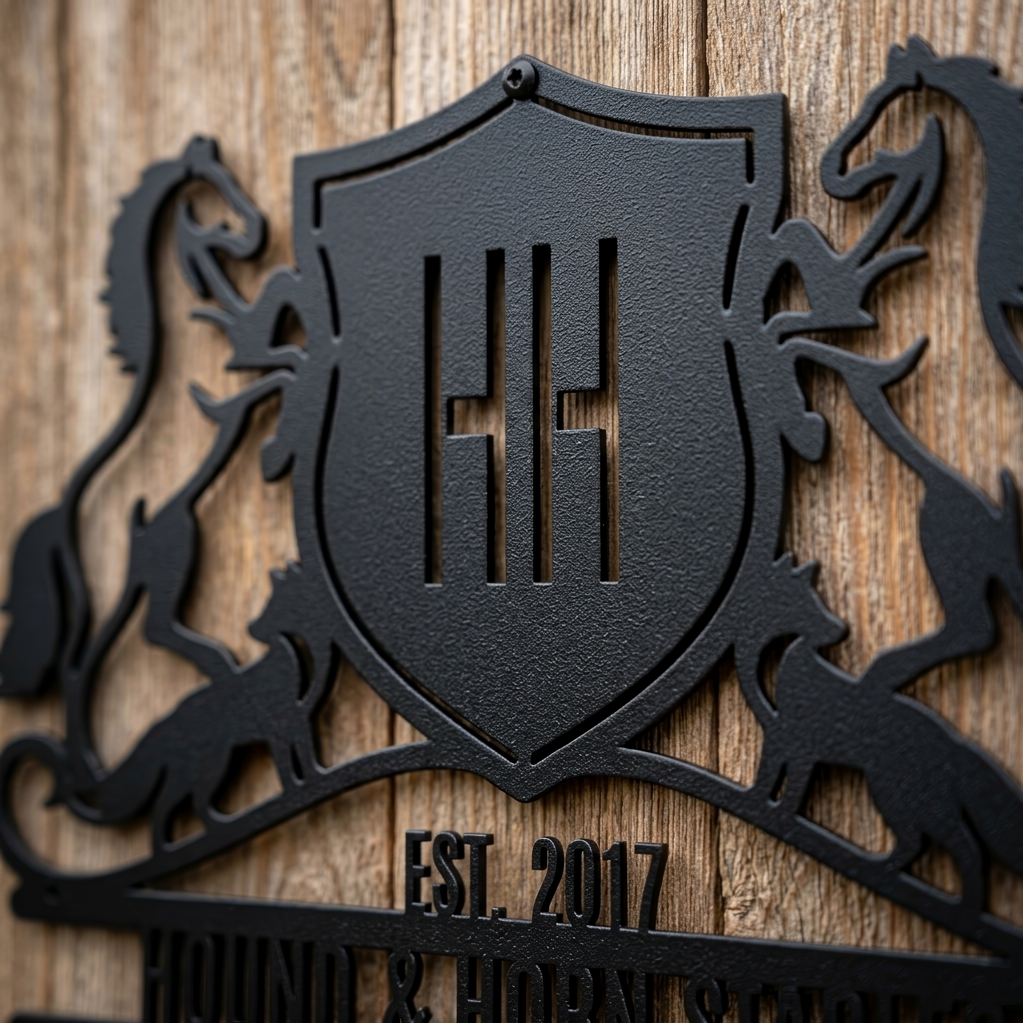 Horse Crest Monogram Steel Sign