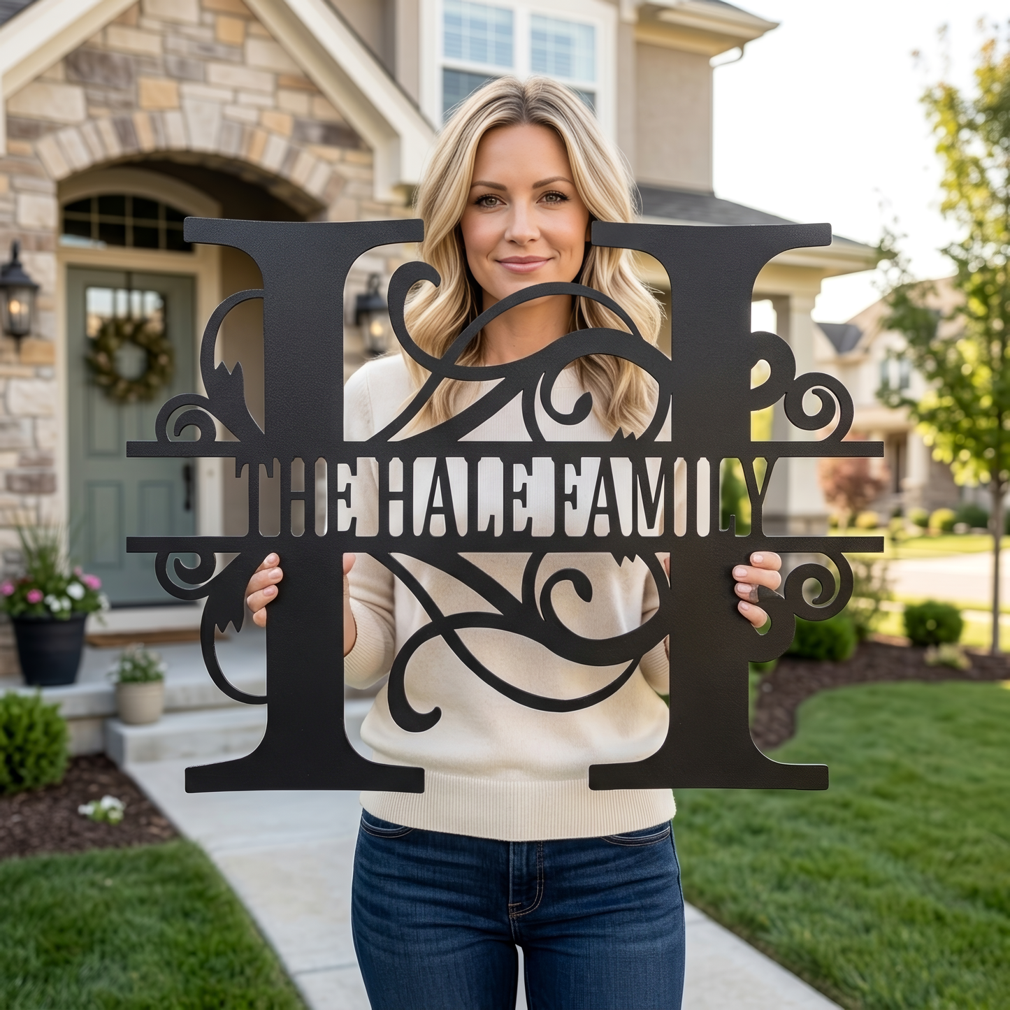 Split Letter Monogram - Steel Sign
