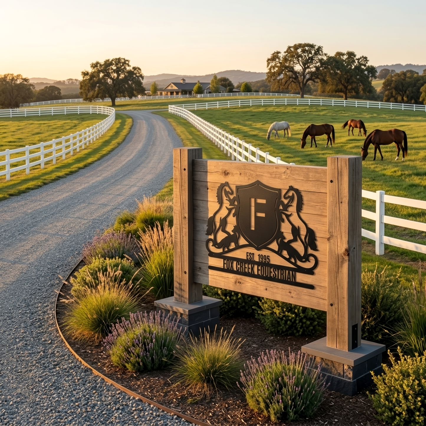 Horse Crest Monogram Steel Sign