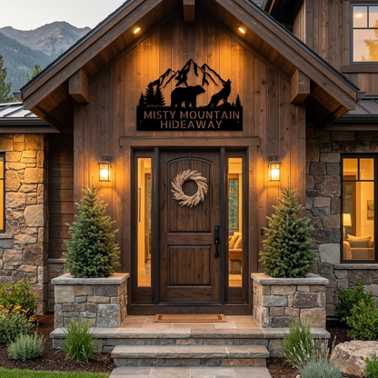 Personalized Bear and Wolf Family Sign