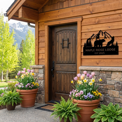 Personalized Bear and Wolf Family Sign