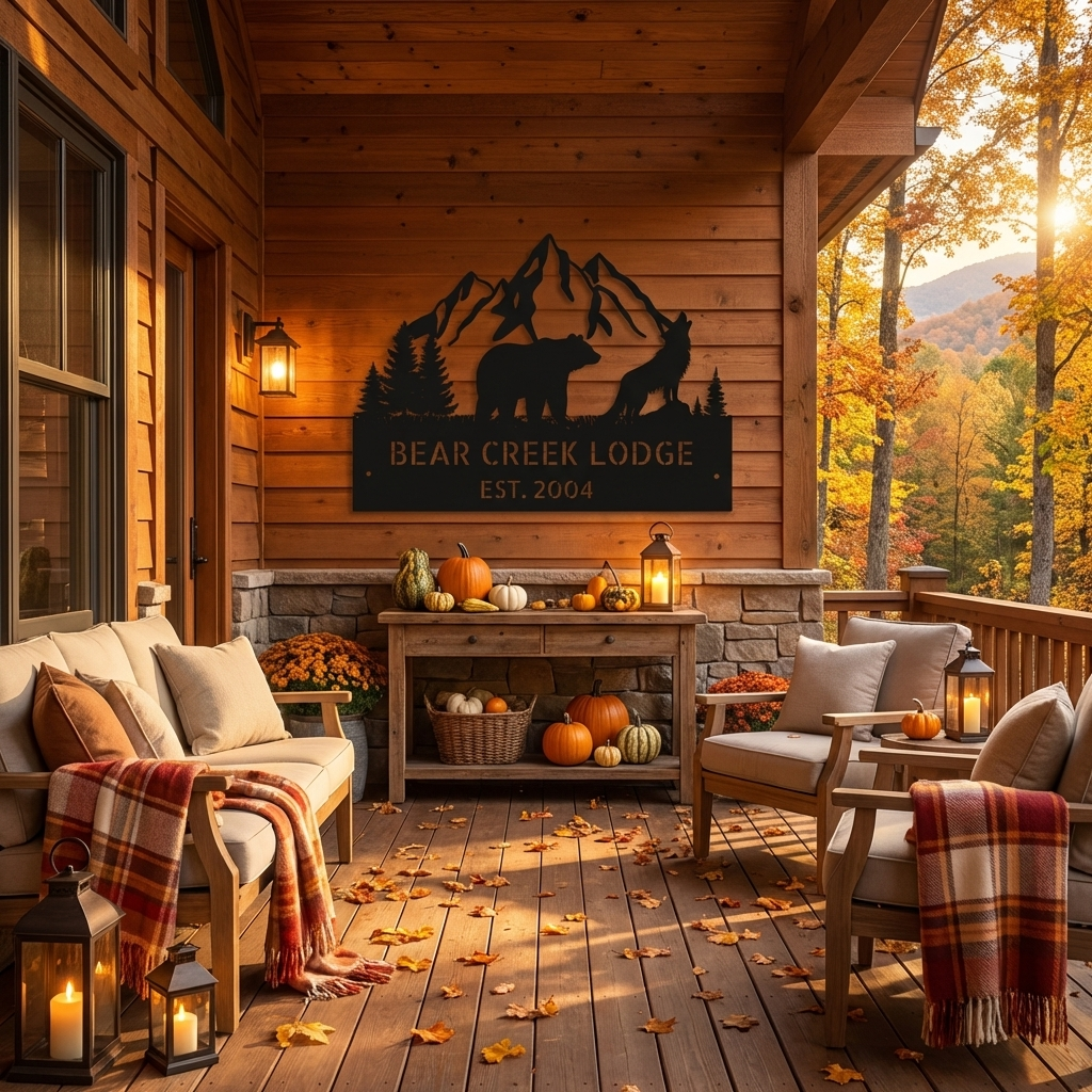 Personalized Bear and Wolf Family Sign