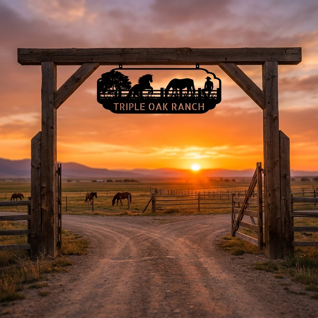 Personalized Ranch Name Metal Sign – Cowboy Western Steel Wall Art