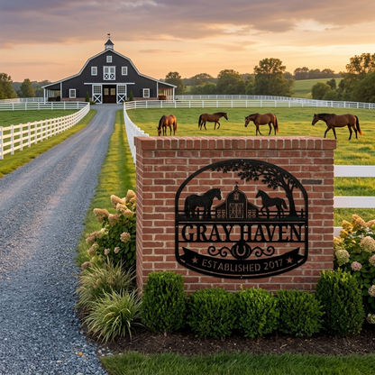 Rustic Horse and Barn Metal Wall Art Sign